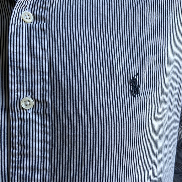 Polo Ralph Lauren long sleeve shirt, black and white striped pattern. - Picture 5 of 6